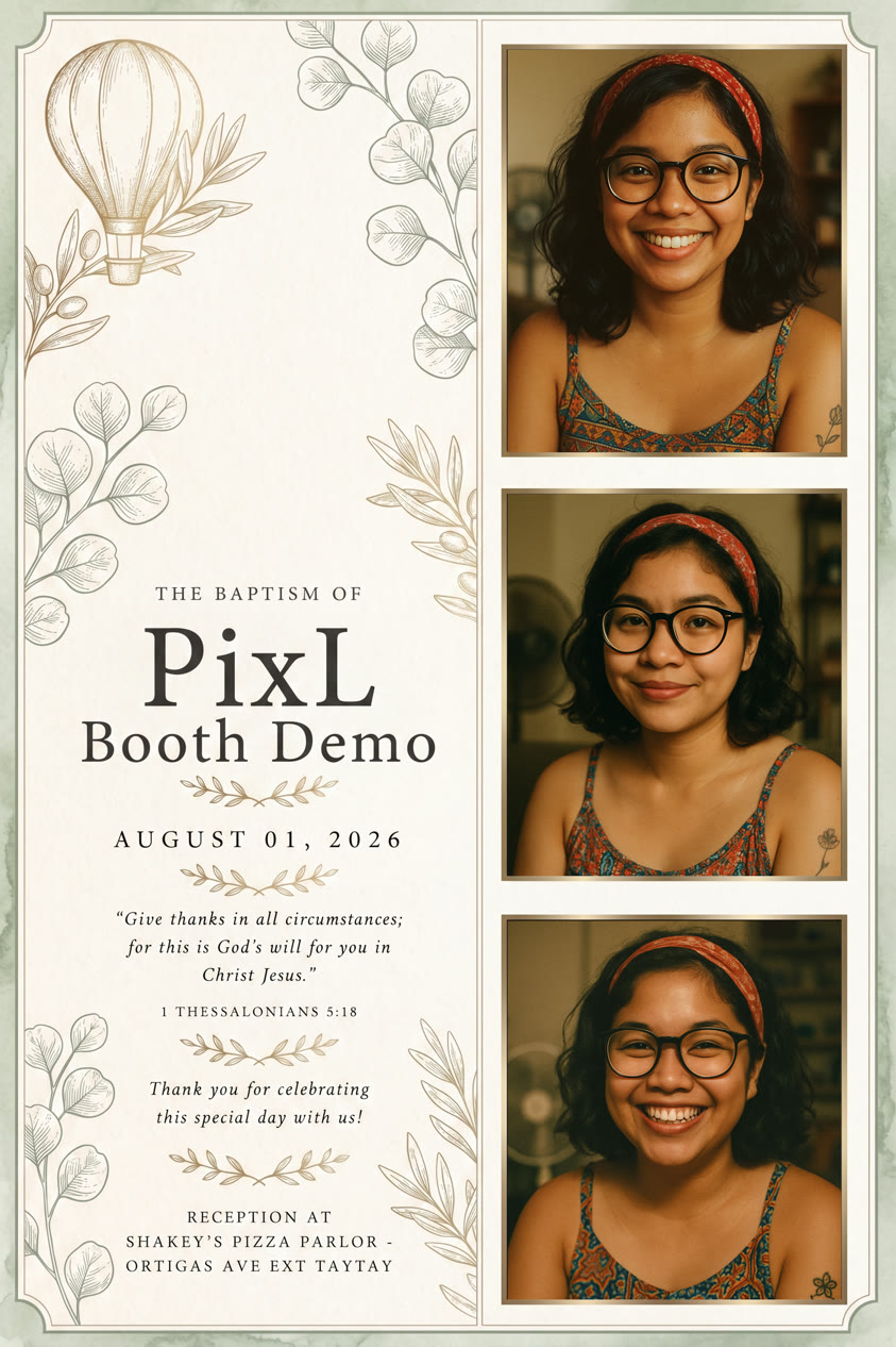 A finished custom-branded photo from PIXL Booth